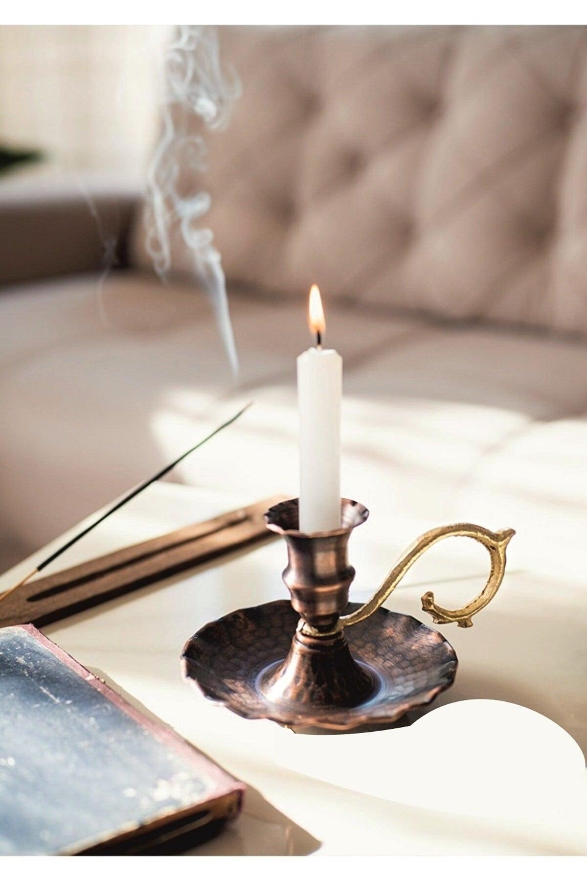Frilly Copper Hand Candlestick