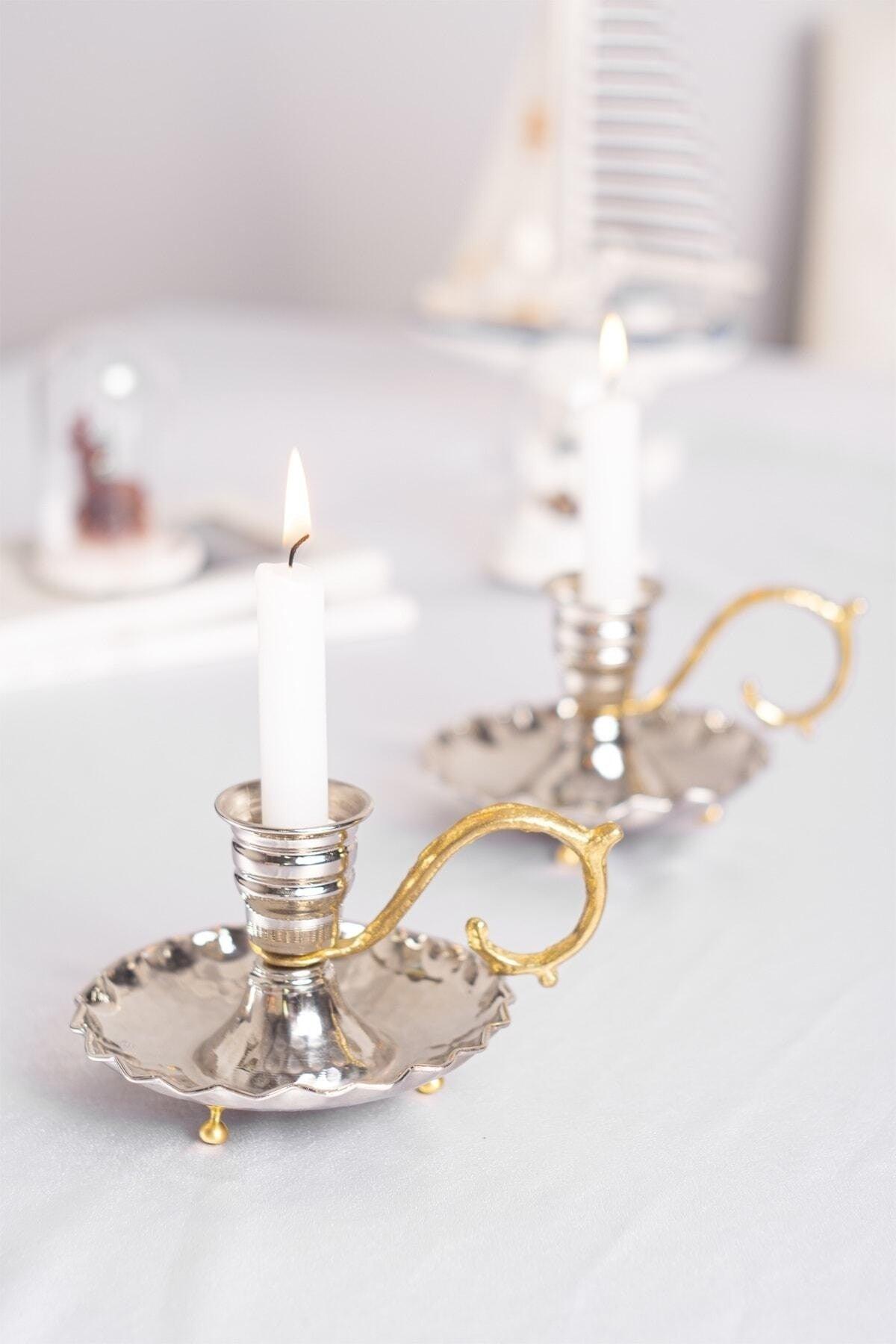 Frilly Copper Hand Candlestick