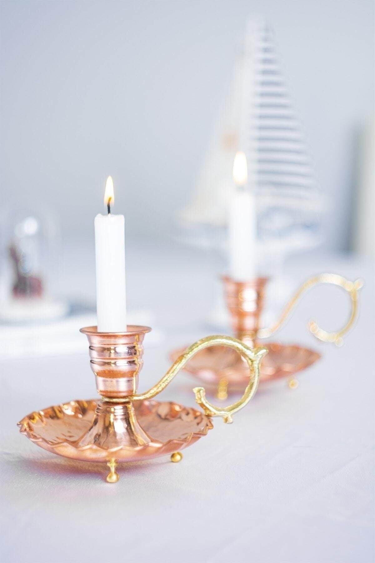 Frilly Copper Hand Candlestick
