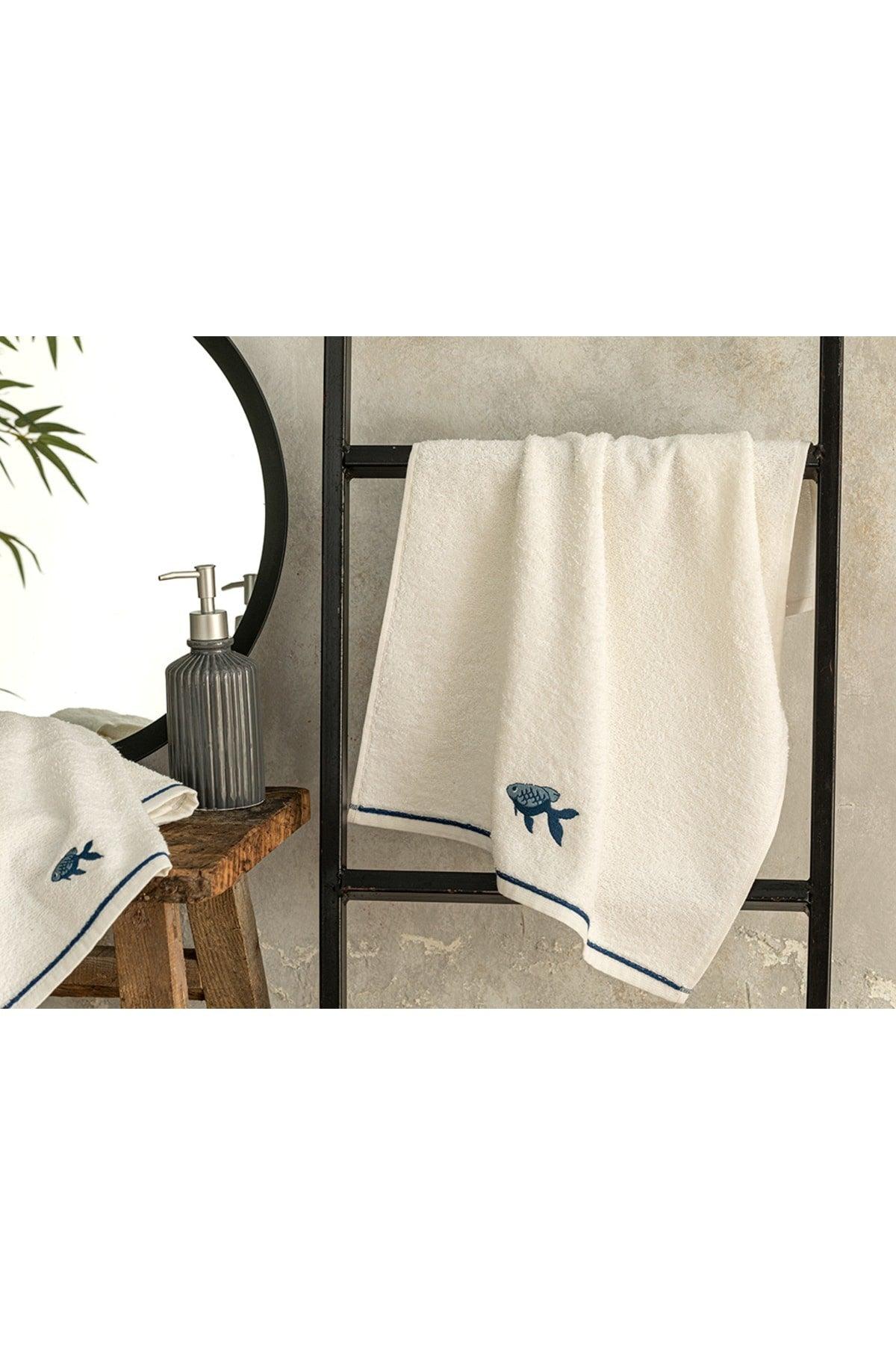 Fish Cotton Embroidered Face Towel 50x70 Cm