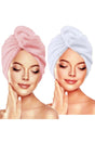 Flach Cotton 2 Pieces Hair Cap with Button Hair Towel 100% Cotton 2 Pcs Set - Swordslife