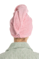 Flat Eponge Button Towel Pink Hair Drying Cap - Swordslife