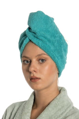 Flat Eponge Button Towel Turquoise Drying Cap - Swordslife