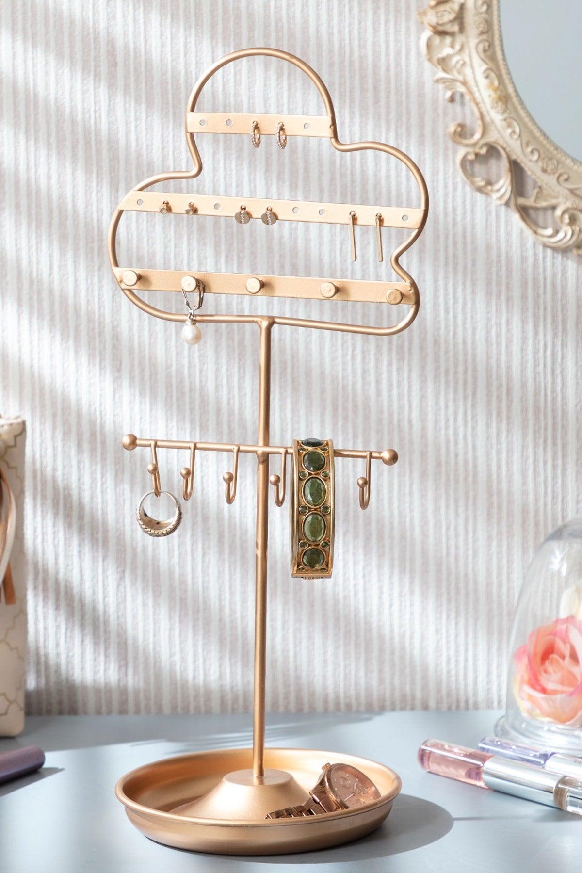 Fleur Decorative Jewelry Stand - Gold - Swordslife