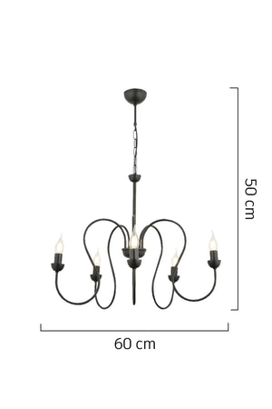 Flor 5Li Schwarz moderne Schlafzimmer Küche Salon Kronleuchter - Swordslife