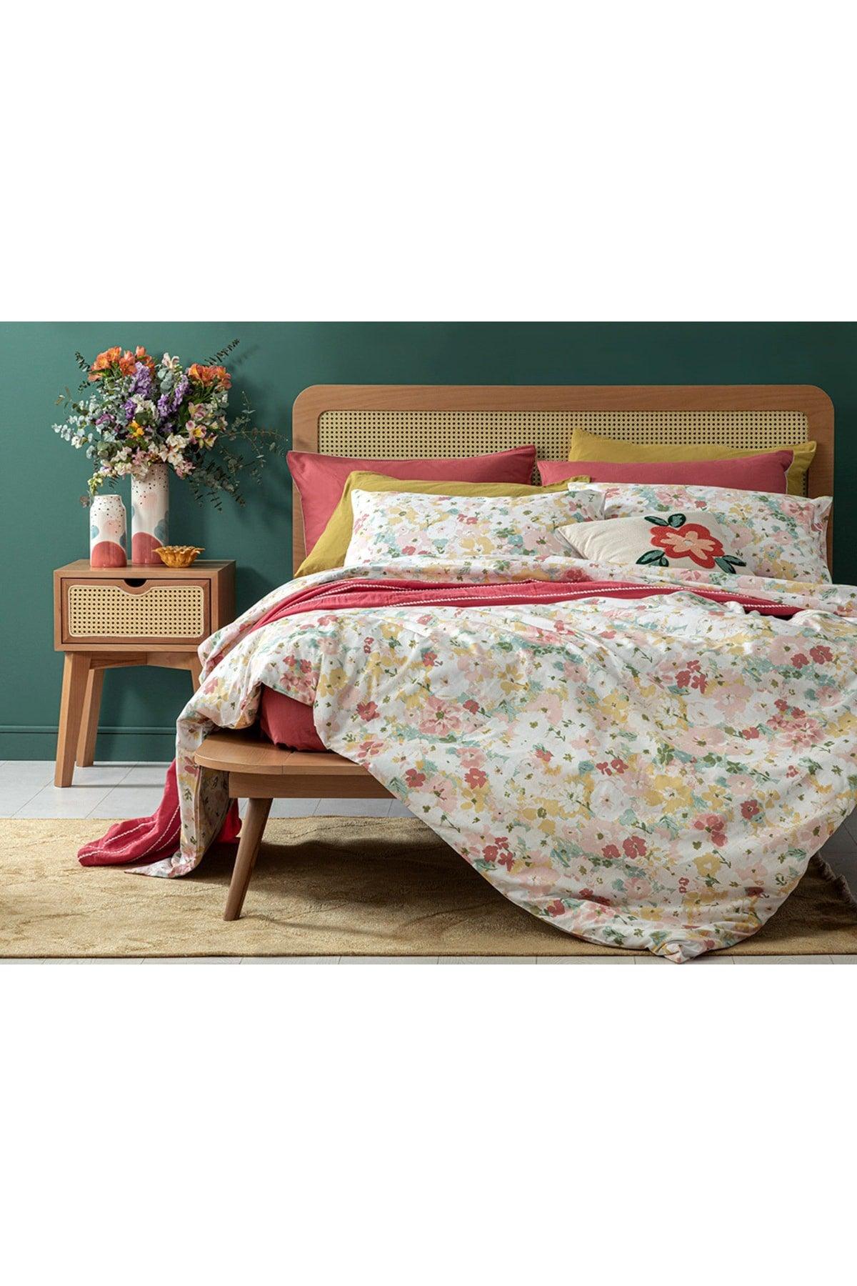 Floral Pureness Cotton Double Duvet Cover Set 200x220 Cm Pink - Swordslife