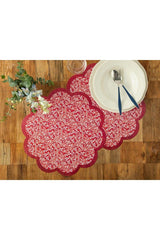 Florals 4 Place Placemat 40 Cm Red - Swordslife