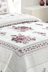 Flower Double Quilted Bedspread Set - Lilac - Swordslife