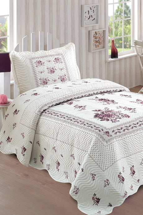 Flower Lilac Single Quilted Bedspread - Swordslife