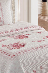 Flower Pink Double Quilted Bedspread Yöçk14 - Swordslife