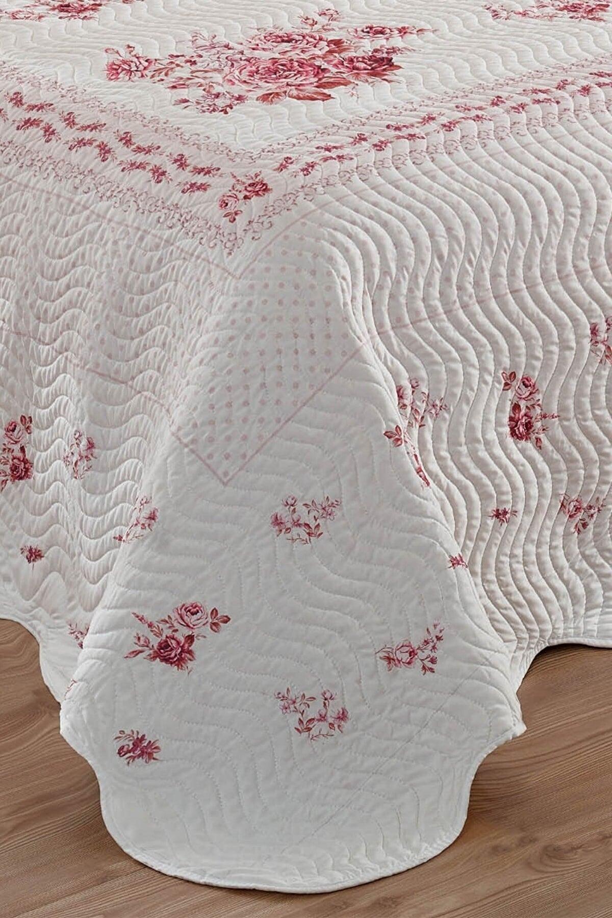 Flower Pink Double Quilted Bedspread Yöçk14 - Swordslife