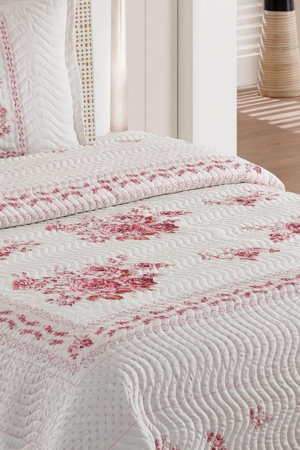 Flower Pink Double Quilted Bedspread - Swordslife