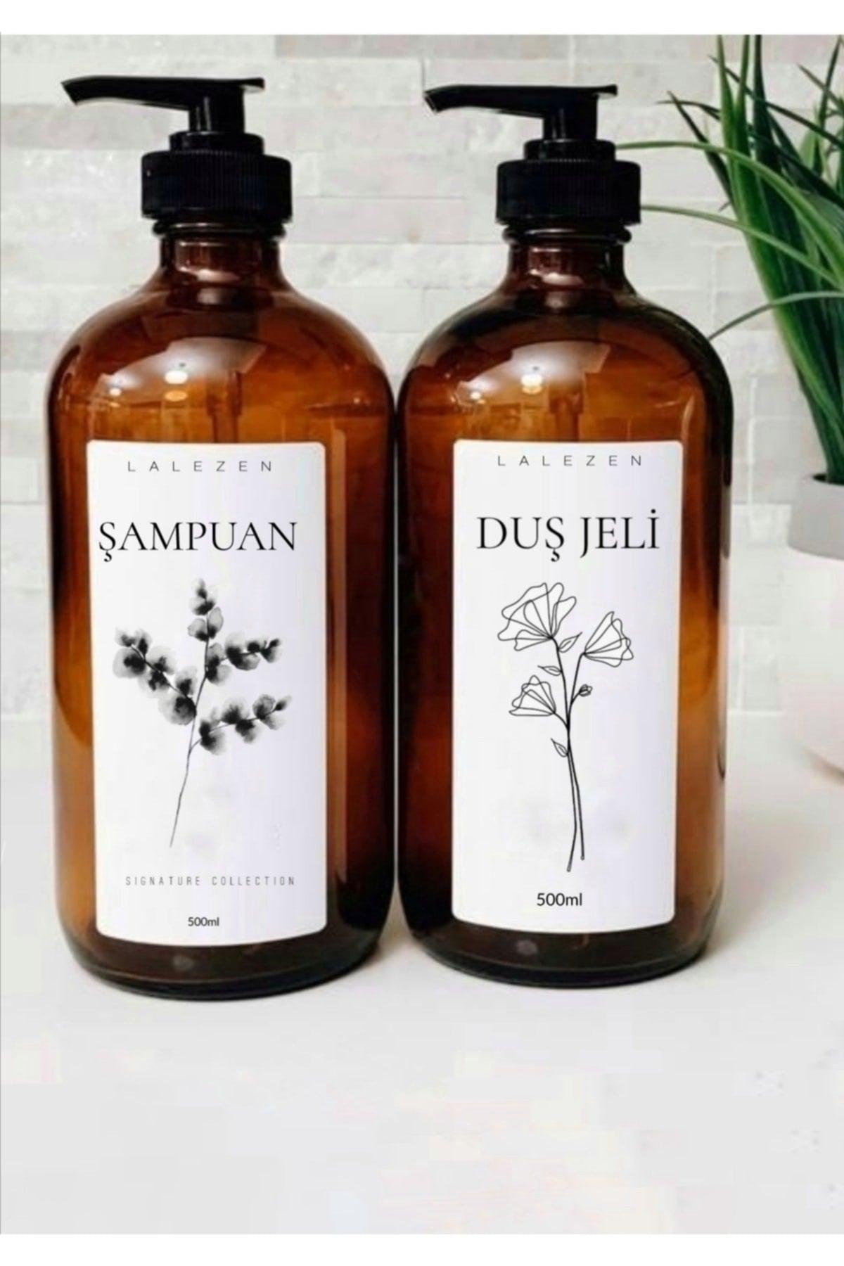 Floral Shampoo And Shower Gel Labeled Amber