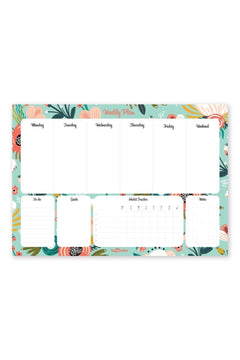 Undated floral weekly planner block for desk organization
