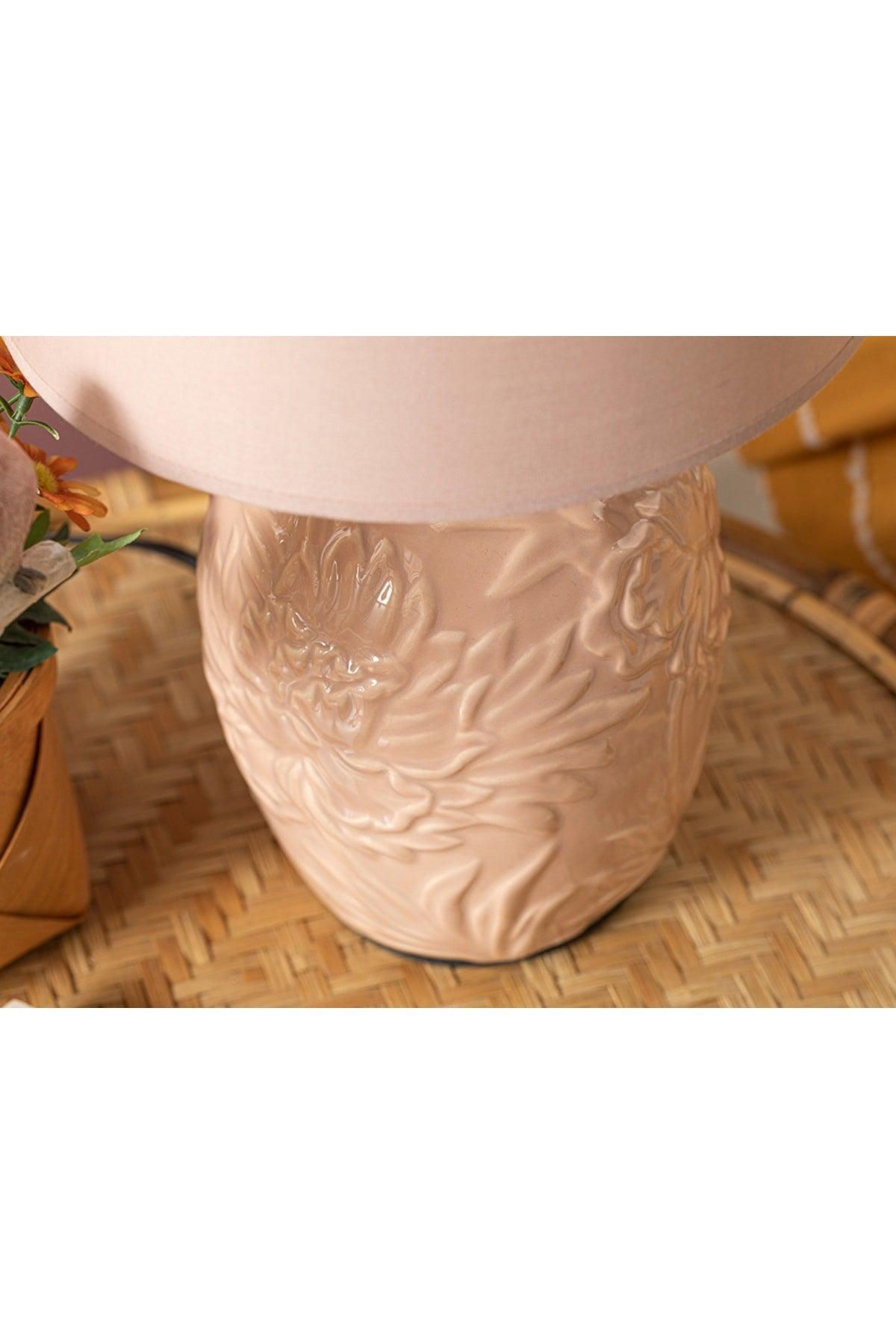 Flowery Ceramic Lampshade 24x24x38 Cm Powder - Swordslife