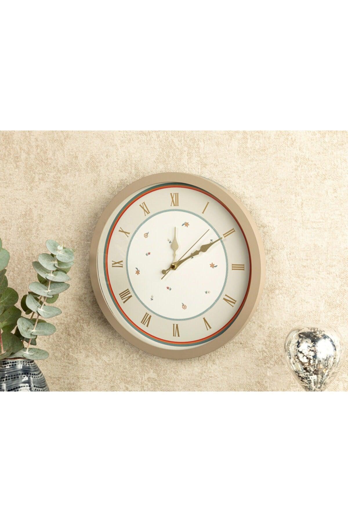 Flowery Wall Clock 30 Cm Mink - Swordslife