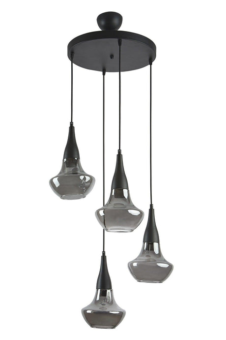 Fora Special Design Sport Modern Dekorative Salon Schwarz Farbe Füme Glas Anhänger 4 Lü Kronleuchter - Swordslife