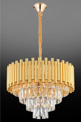 Alin 50' Gold Square Crystal Stone Chandelier - Swordslife