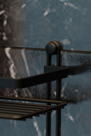 Four Tiers Hooked Bathroom Shelf Black Es060h - Swordslife