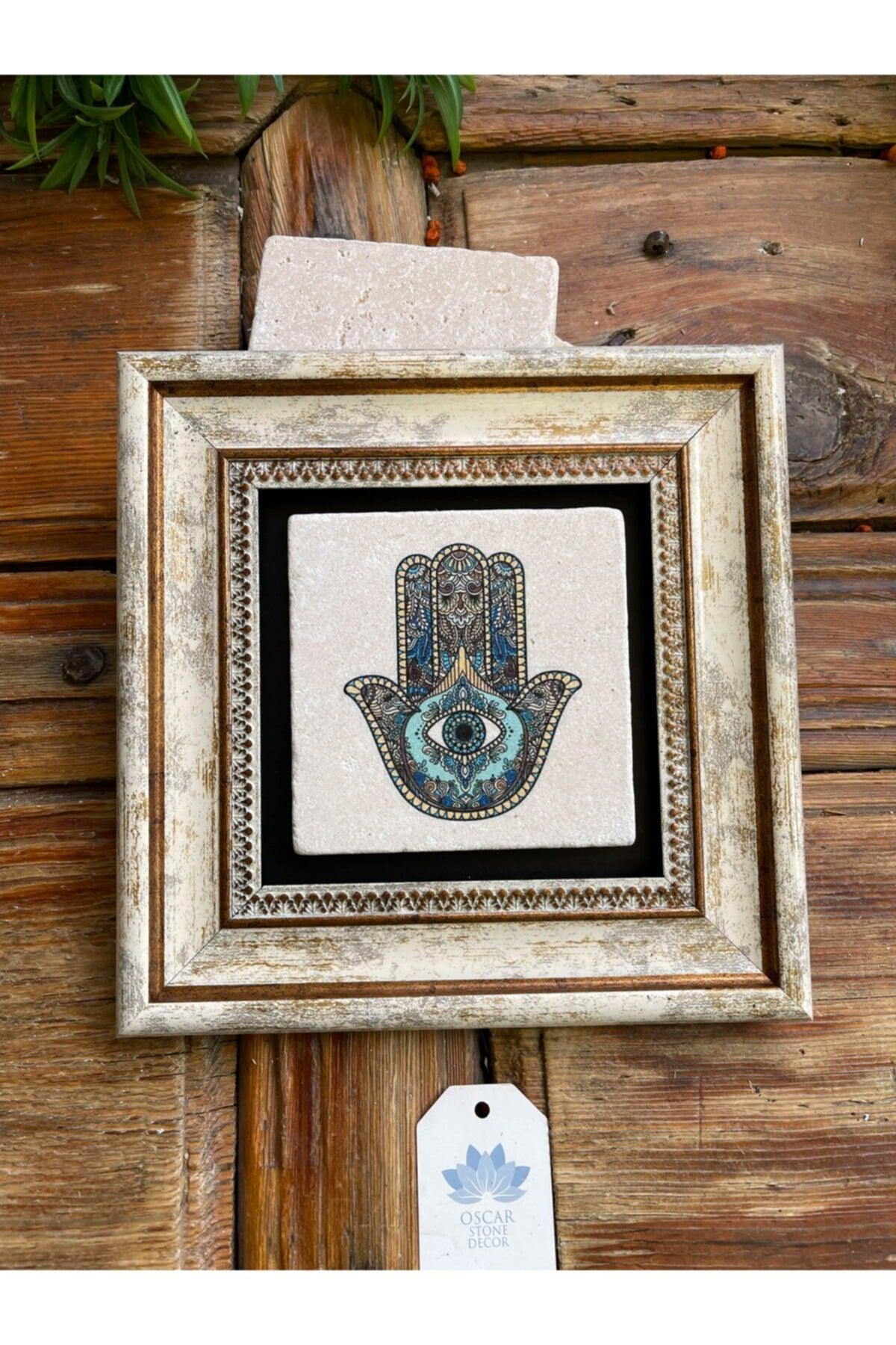 Framed Stone Wall Decor 20 X 20 cm Fatma Ana Hand - Swordslife