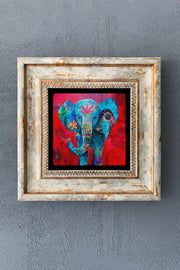 Framed Stone Wall Decor Painting Elephant 20cm X