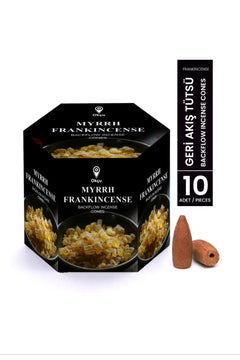 Frankincense backflow waterfall incense cones, 10 pieces per pack