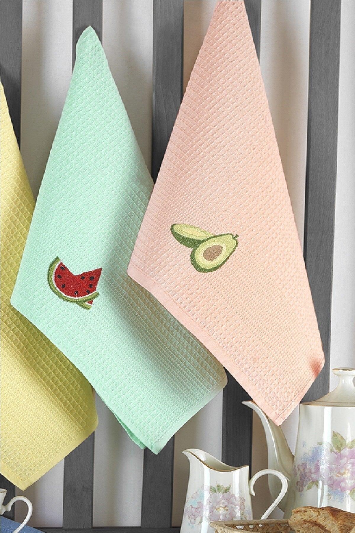 FruitEmbroidered Kitchen Towel Set I Drying