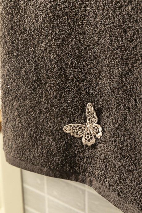 Galia Butterfly Embroidered Cotton Hand Towel