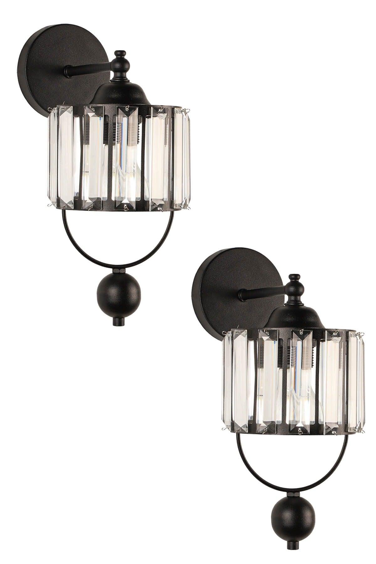 Gallon Sconce Lux Crystal 2 Pieces Black - Swordslife