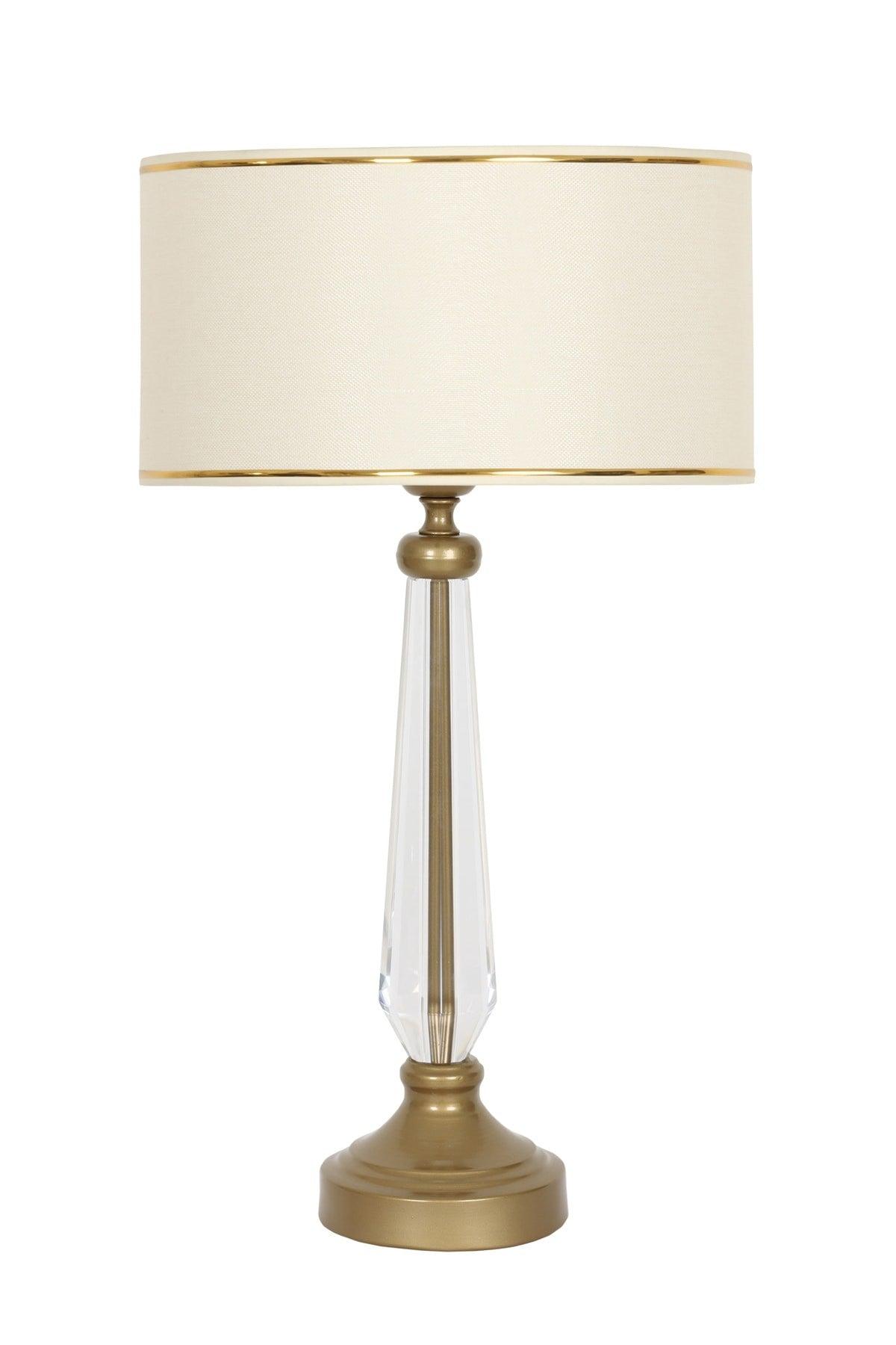 Gard Static Tumbled Vertical Crystal Lampshade - Cream with Gold Stripe - Swordslife