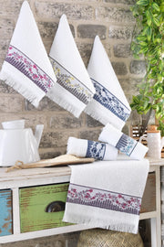 Garden Floral Embroidered 6 Pcs 30x50 Cm Hand And Face Towel Set Kitchen Towel - Swordslife