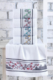 Garden Floral Embroidered Hand And Face Towel Set 4 pcs 50x90 cm - Swordslife