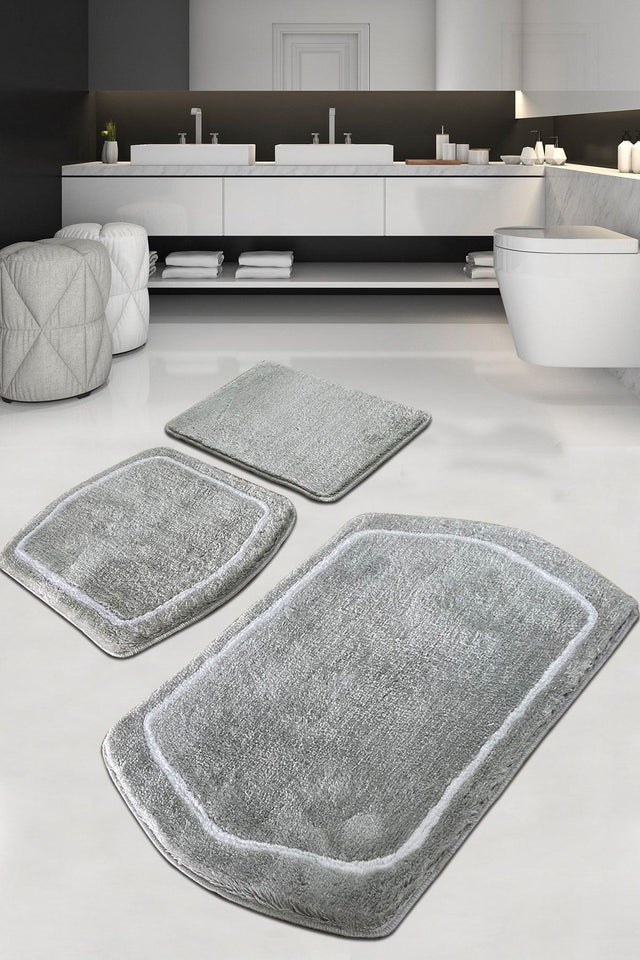 Genom Gray Triple Set Bathroom Carpet - Swordslife