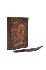 Genuine Leather Notebook Shamua Tumbled Paper Compass