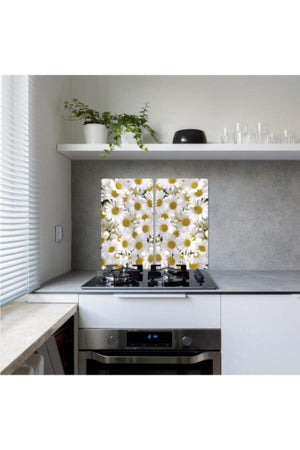 Glass Stove Protector and Cutting Tray Daisy Flower (60cm X 52cm) 2 Pieces 4 Cookers - Swordslife