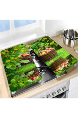 Glass Stove Protector And Cutting Tray Red Apple Basket (60cm x 52cm) 2 Pieces 4 Cookers - Swordslife