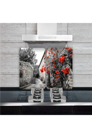 Glass Stove Protector And Cutting Tray Red