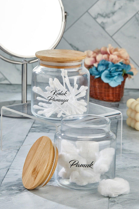 Cotton and Cotton Buds With Glass Decorative Cover