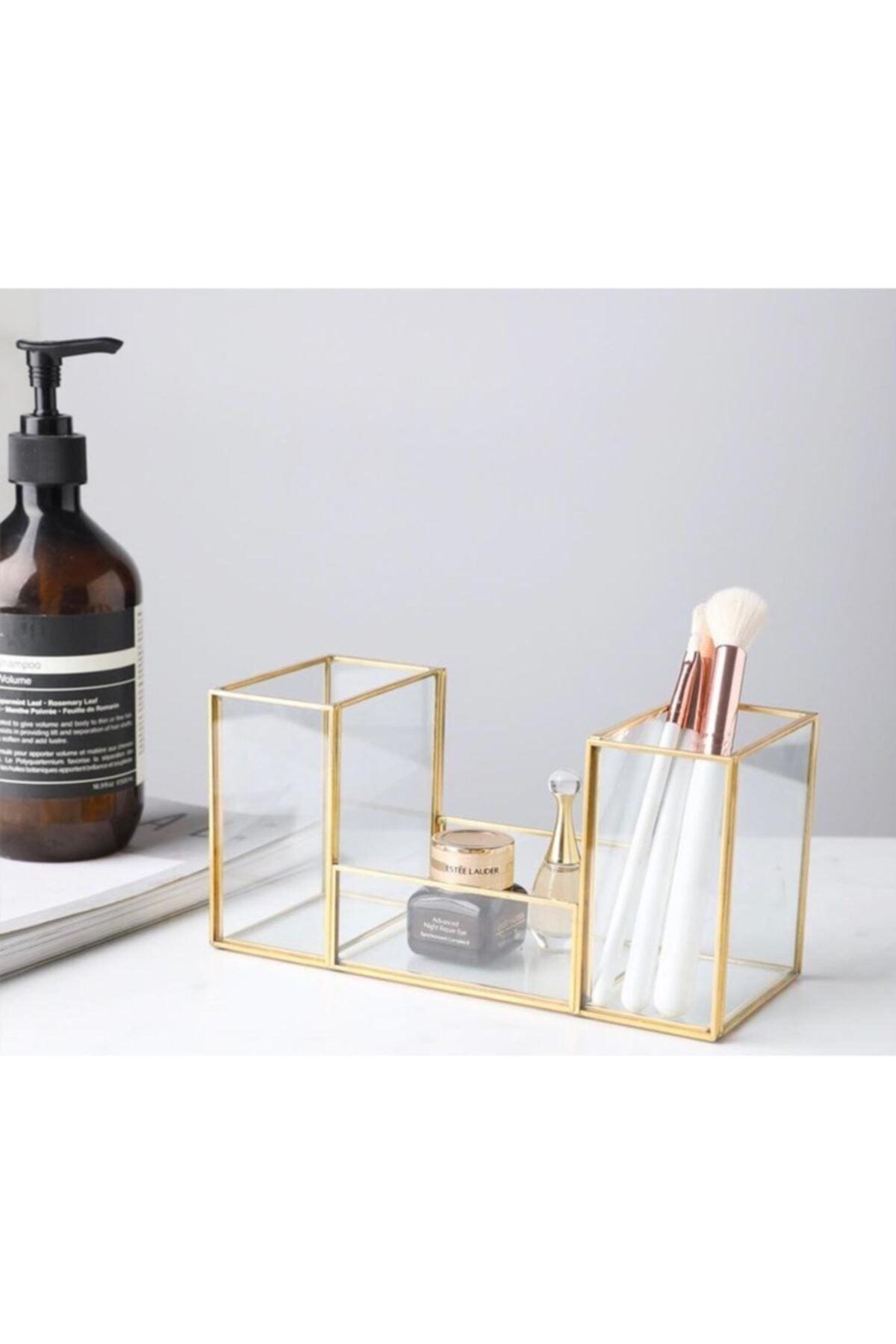 Glass Gold Brush Holder Makeup Organizer - Swordslife