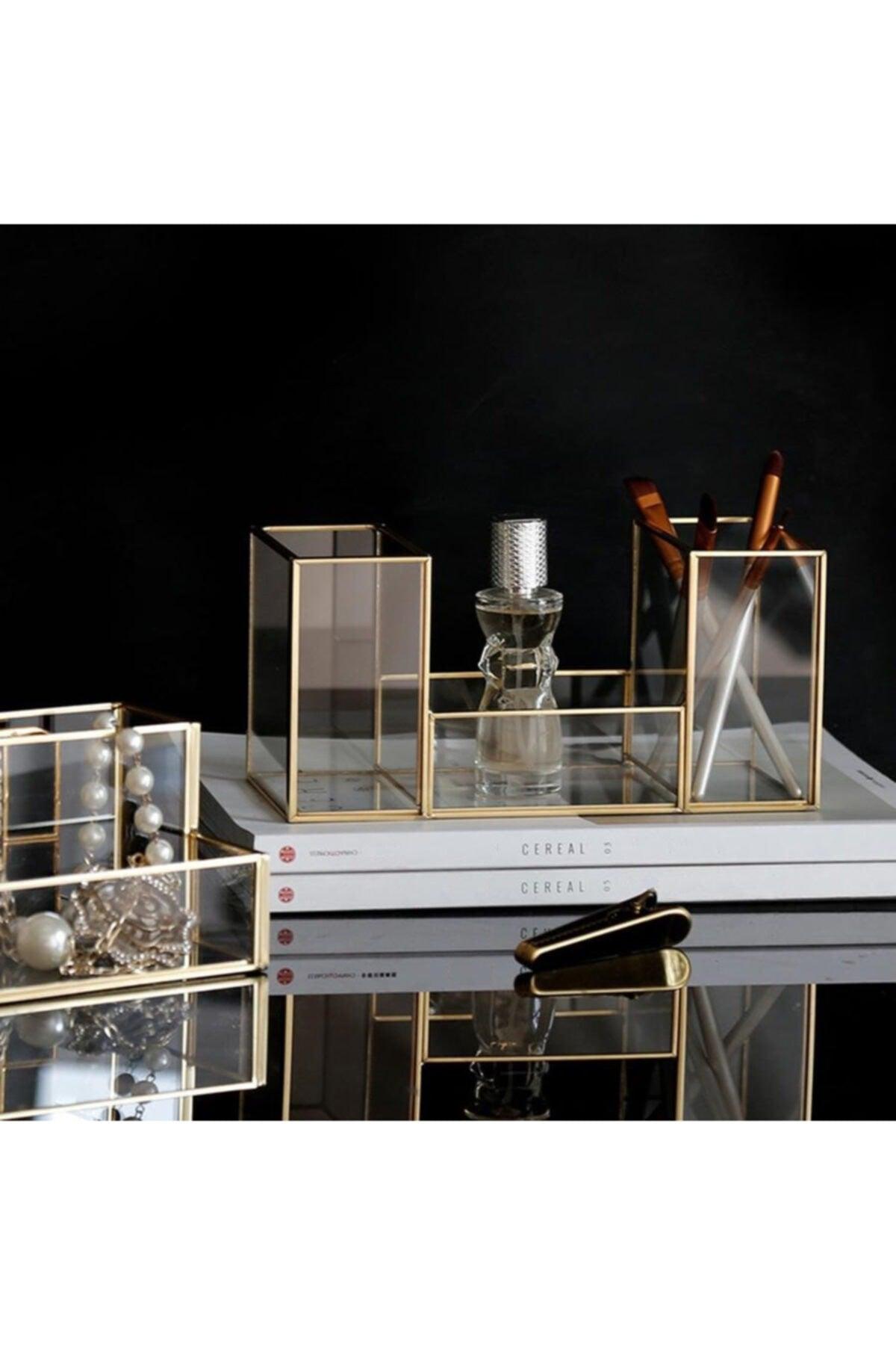Glass Gold Brush Holder Makeup Organizer - Swordslife