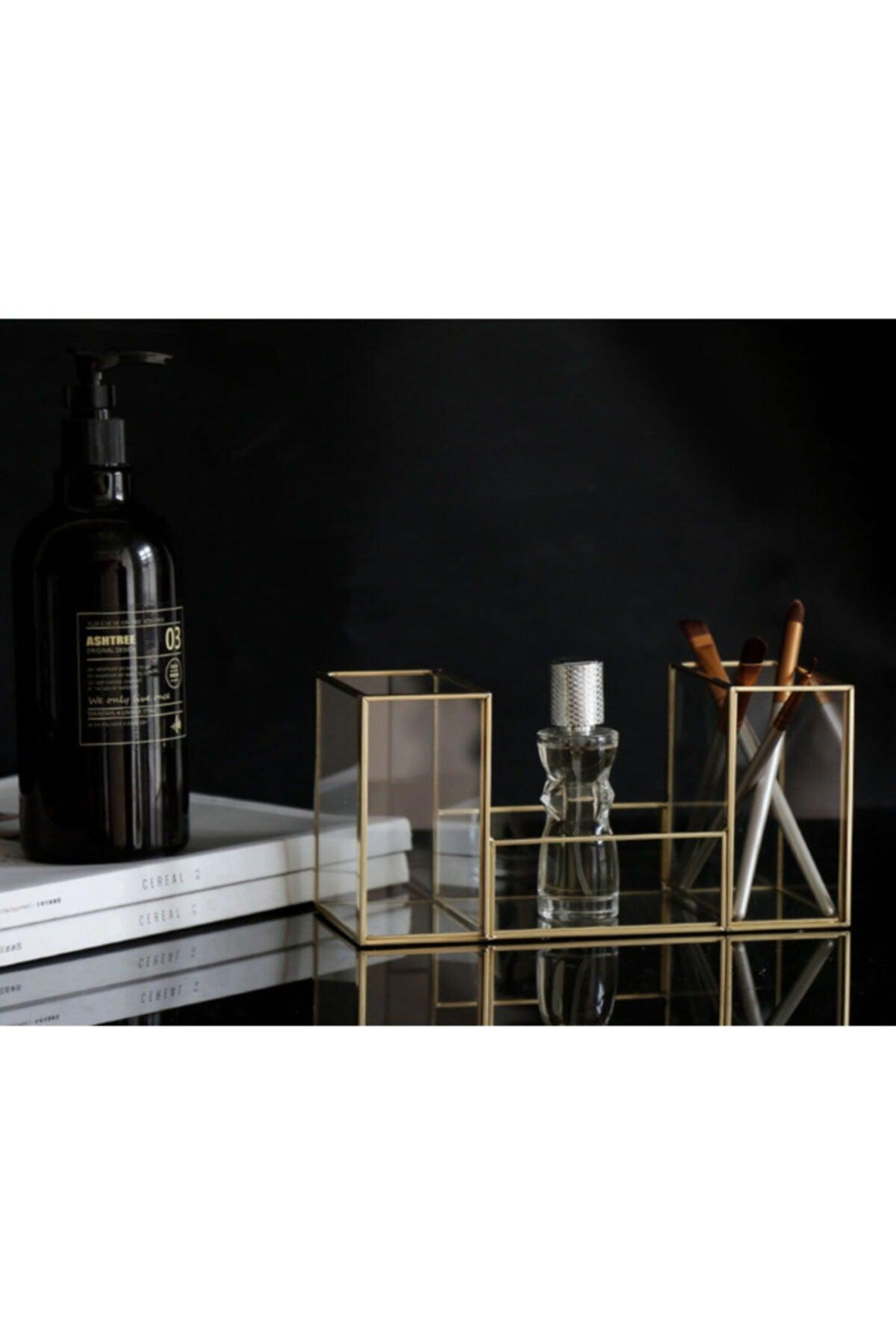 Glass Gold Brush Holder Makeup Organizer - Swordslife