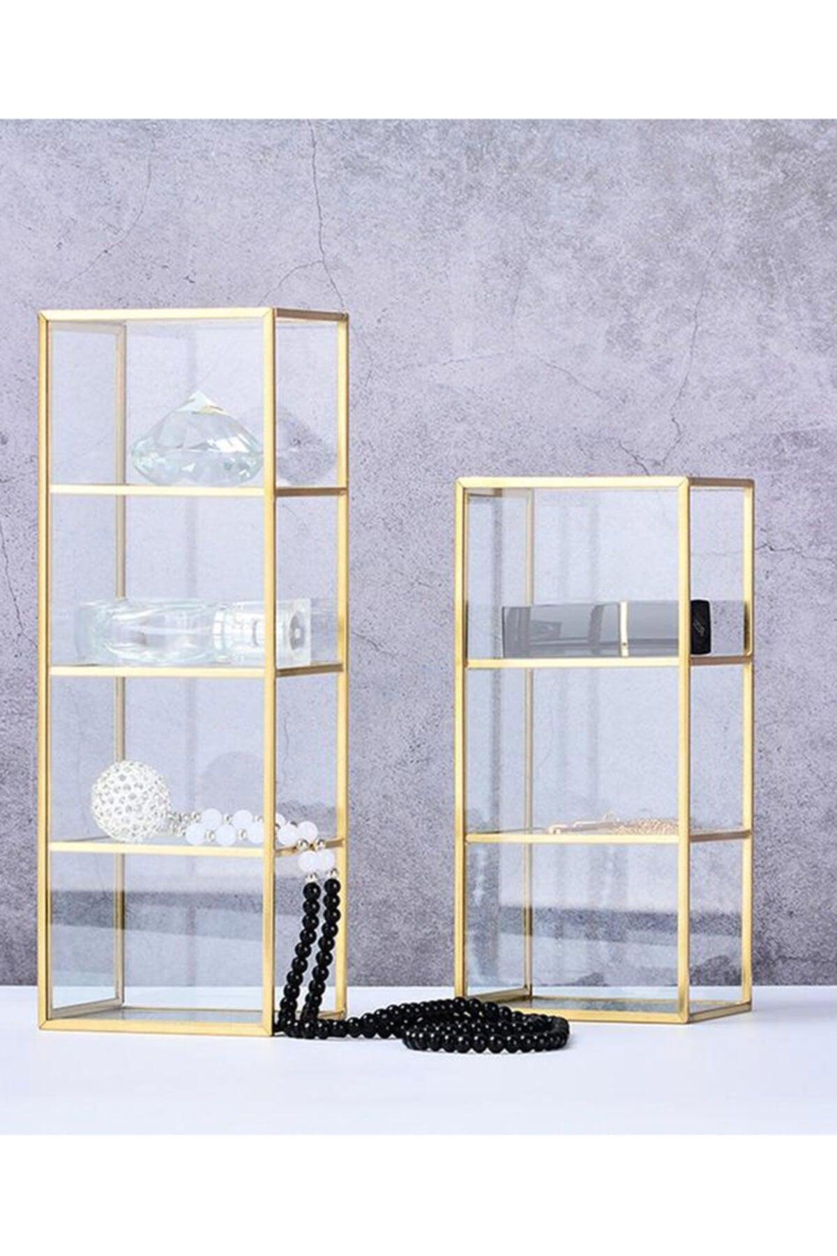 Glass Gold Four Compartment Makeup Brush Holder
