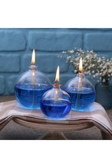 Sphere Glass Oil Lamp Set of 3 +200 Ml Oil Lamp Ice Blue - Swordslife