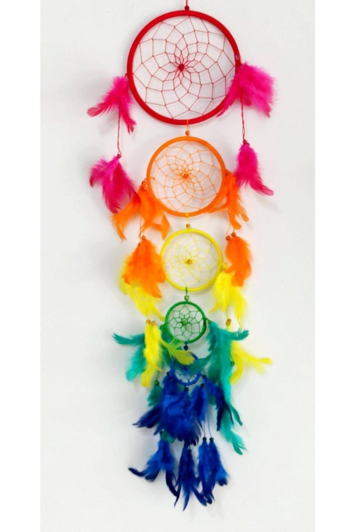 Evil Dream Repellent in Rainbow Colors Colorful Dreamcatcher Wall Ornament - Swordslife