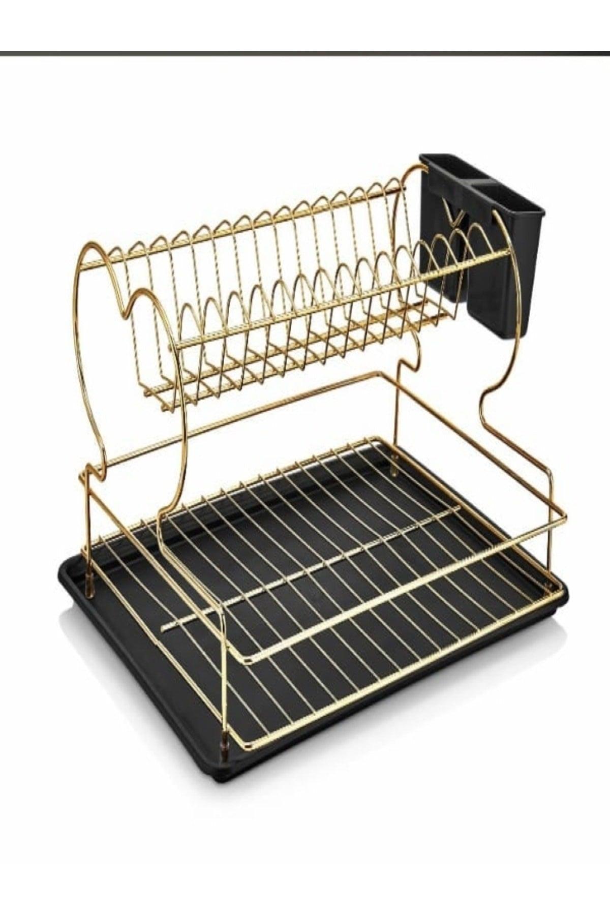 Gold Color Double Layer Dish Rack - Swordslife