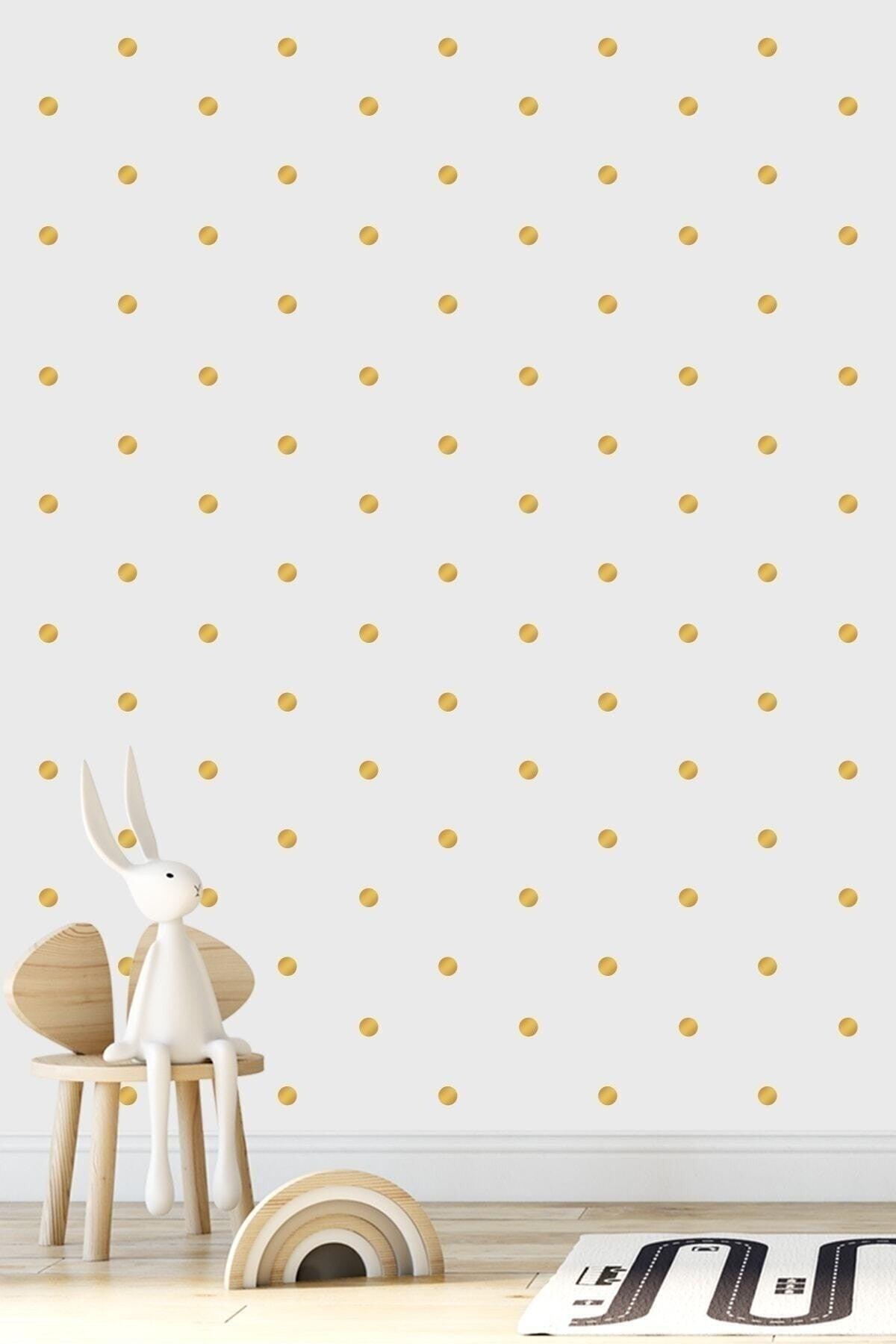 Gold Color Polka Dot Wall Sticker (150 Pieces)
