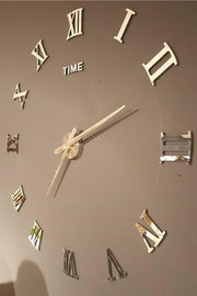 Gold Decorative 3d Plexi Mirror Roman Numeral Large Size Wall Clock - Swordslife