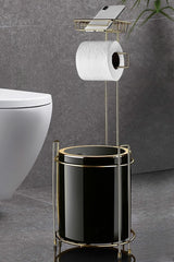 Gold Backed Wc Paper Holder And Round Black