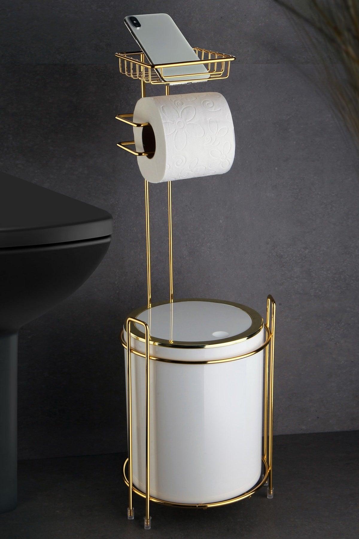 Gold Ersatz Wc Papier und Weiß Müll Eimer - Swordslife