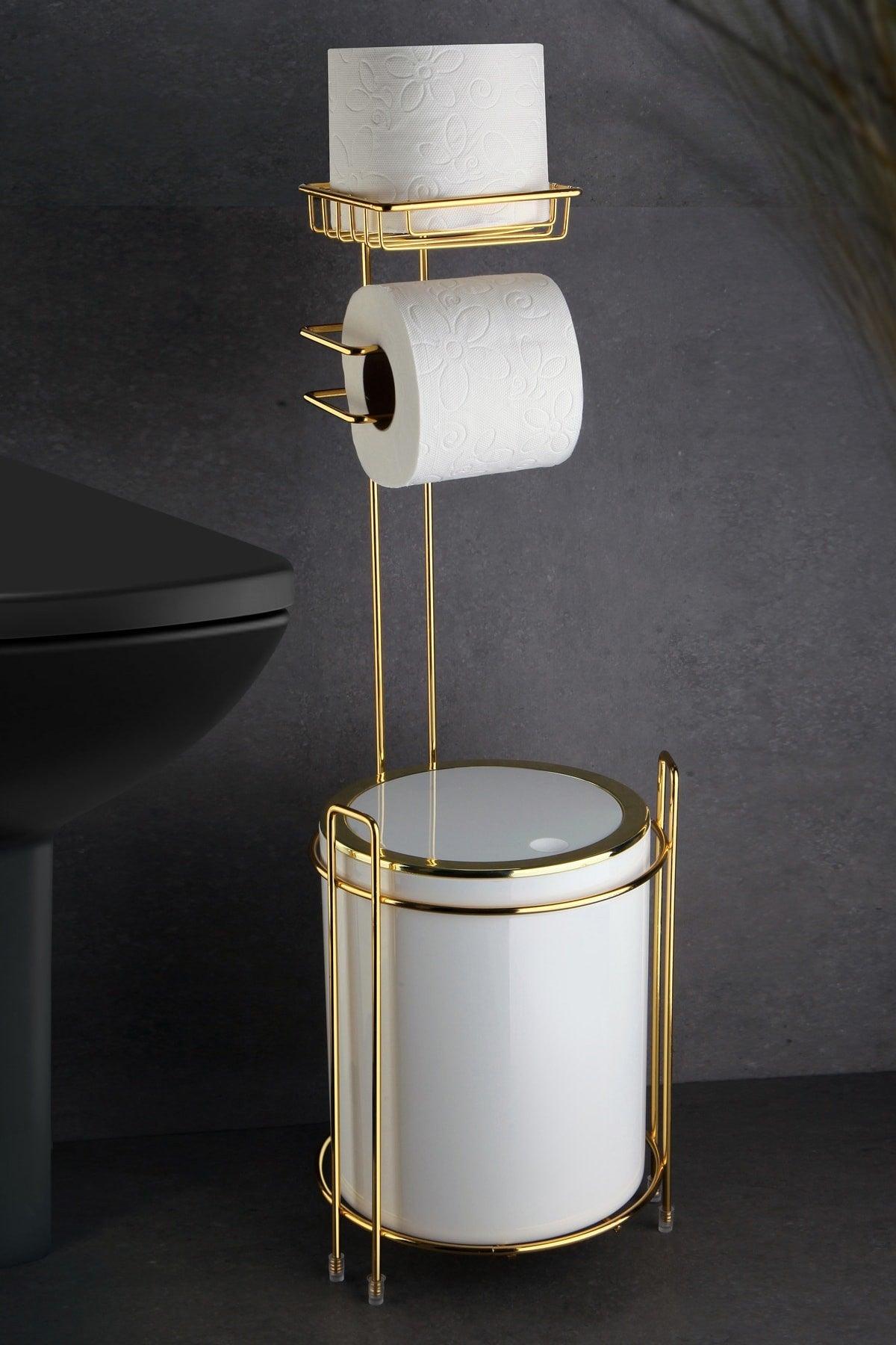 Gold Ersatz Wc Papier und Weiß Müll Eimer - Swordslife